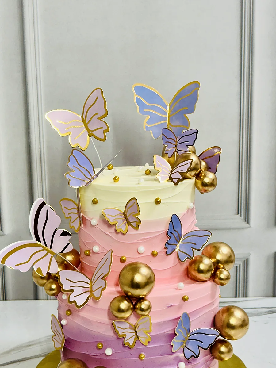 Butterfly ombre anniversary cake