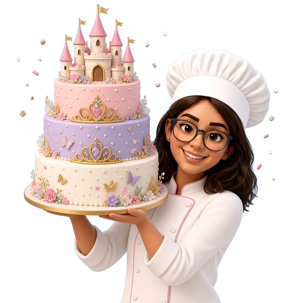 PROLA chef lifting a princess castle cake